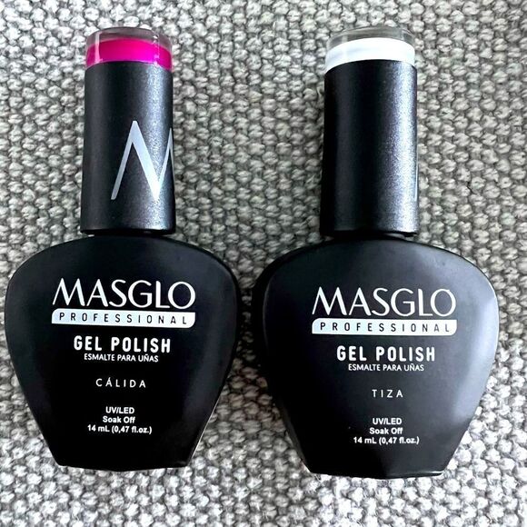 MASGLO Professional Set Gel Polish Color Fuchsia Cálida And White Tiza UV LED. - Picture 1 of 4